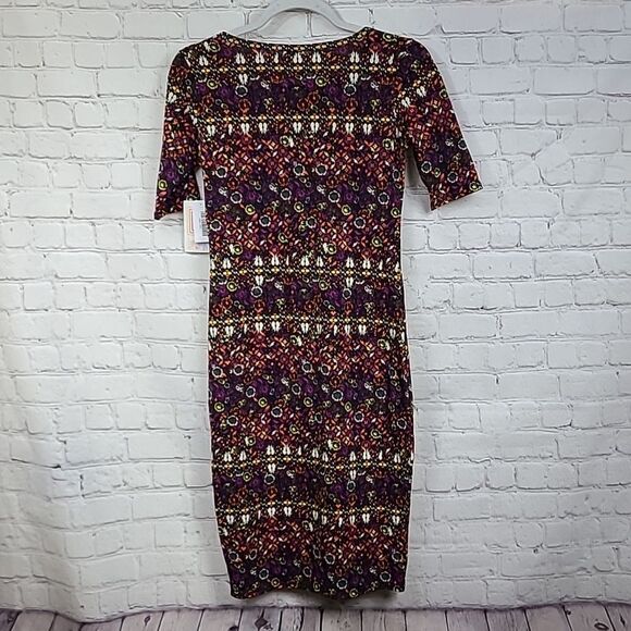 NWT LuLaRoe Julia Dress XXS (00-0) Colorful Floral Midi Fitted Business Casual - Picture 8 of 8